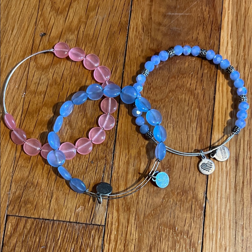 Alex and Ani Pink and Blue Beaded Bracelets